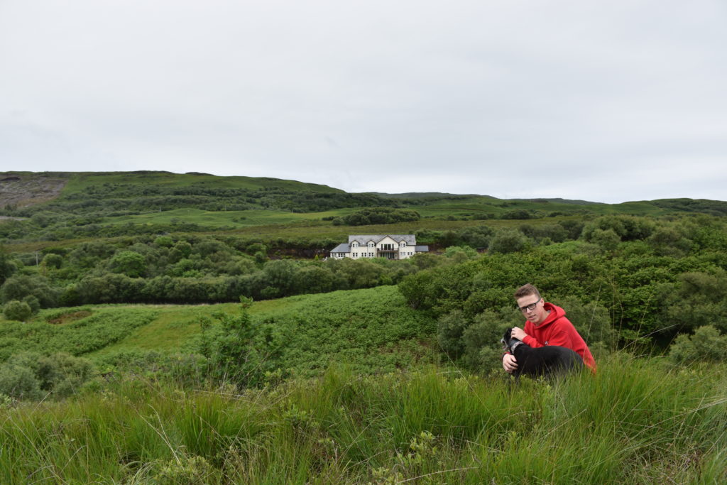 Henry and Ruby with House from Hill Opposite