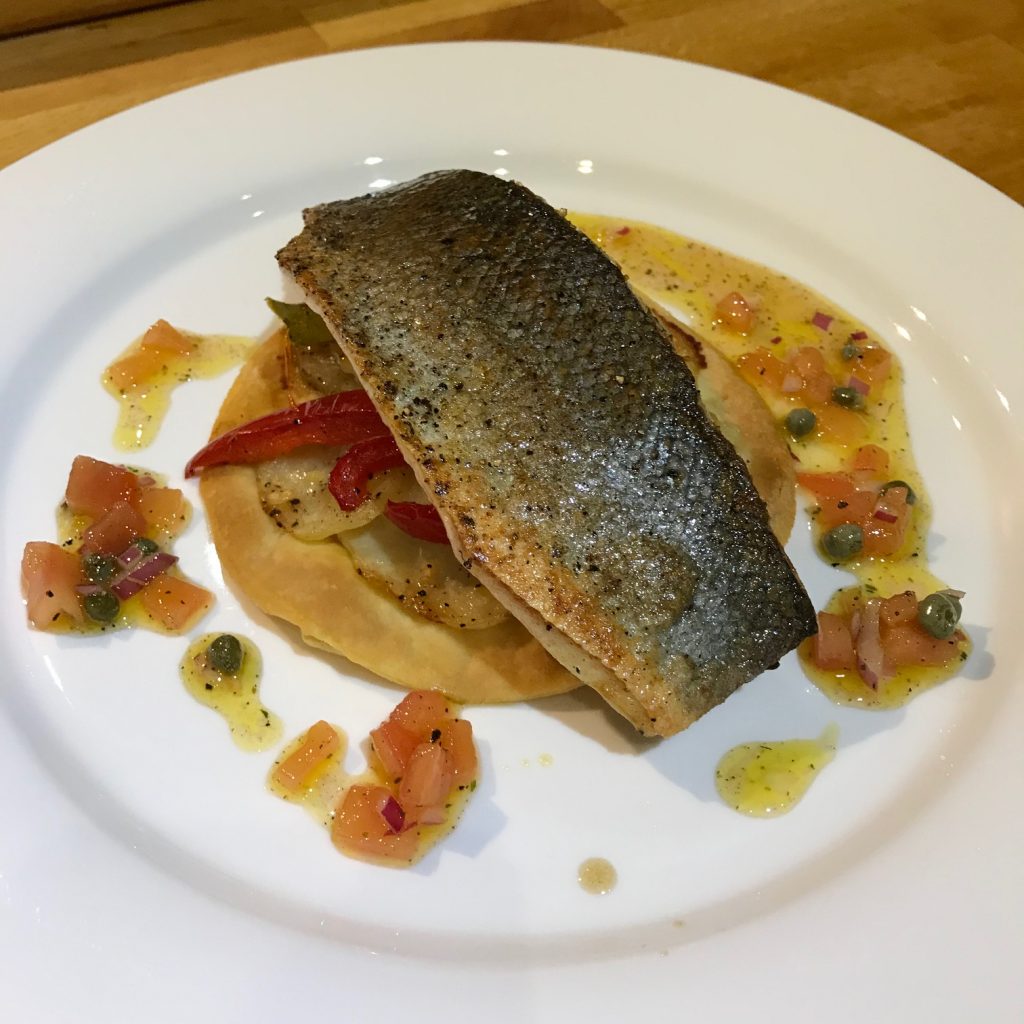 Sea Bass with Caramelised Onions and Sweet Peppers - 20180917