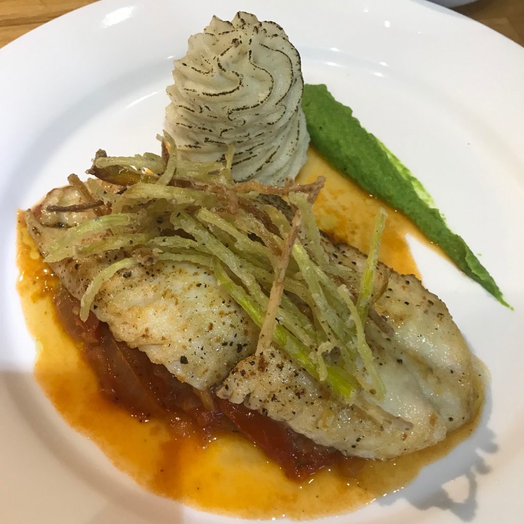 20190509 - Fillet of Haddock with Stewed Tomatoes, Pesto and Onions