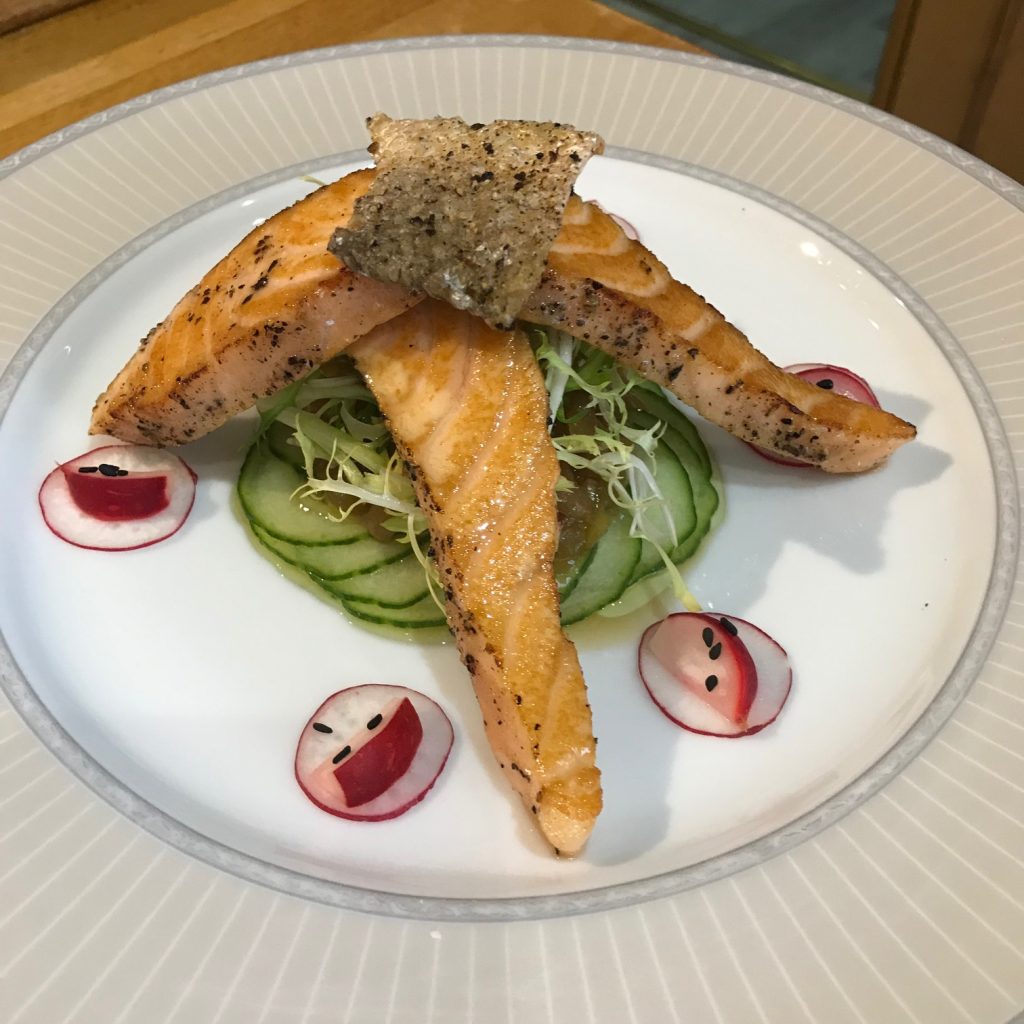 20190509 - Seared Black Peppered Salmon with Cucumber Pickle