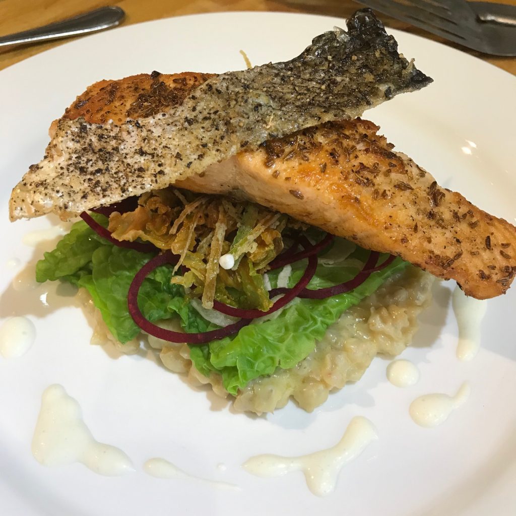 20190523 - Salmon with Creamed Barley, Savoy Cabbage & Horseradish