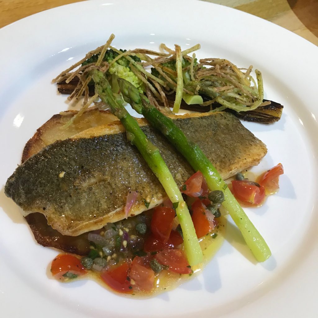 20190701 - Sea Bass with Sauce Vierge and Charred Leeks