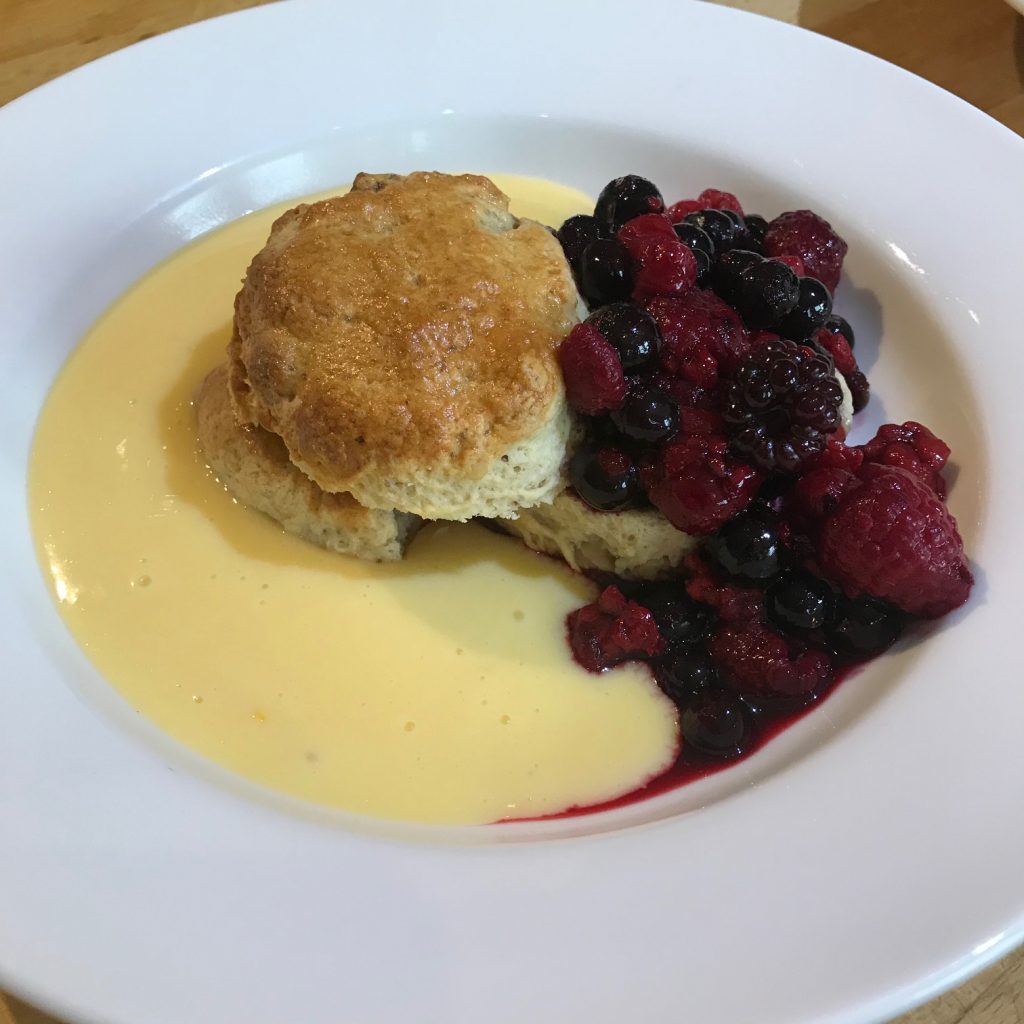 20190701 - Walnut Butter Scones with warm Berries and Orange Double Cream Custard