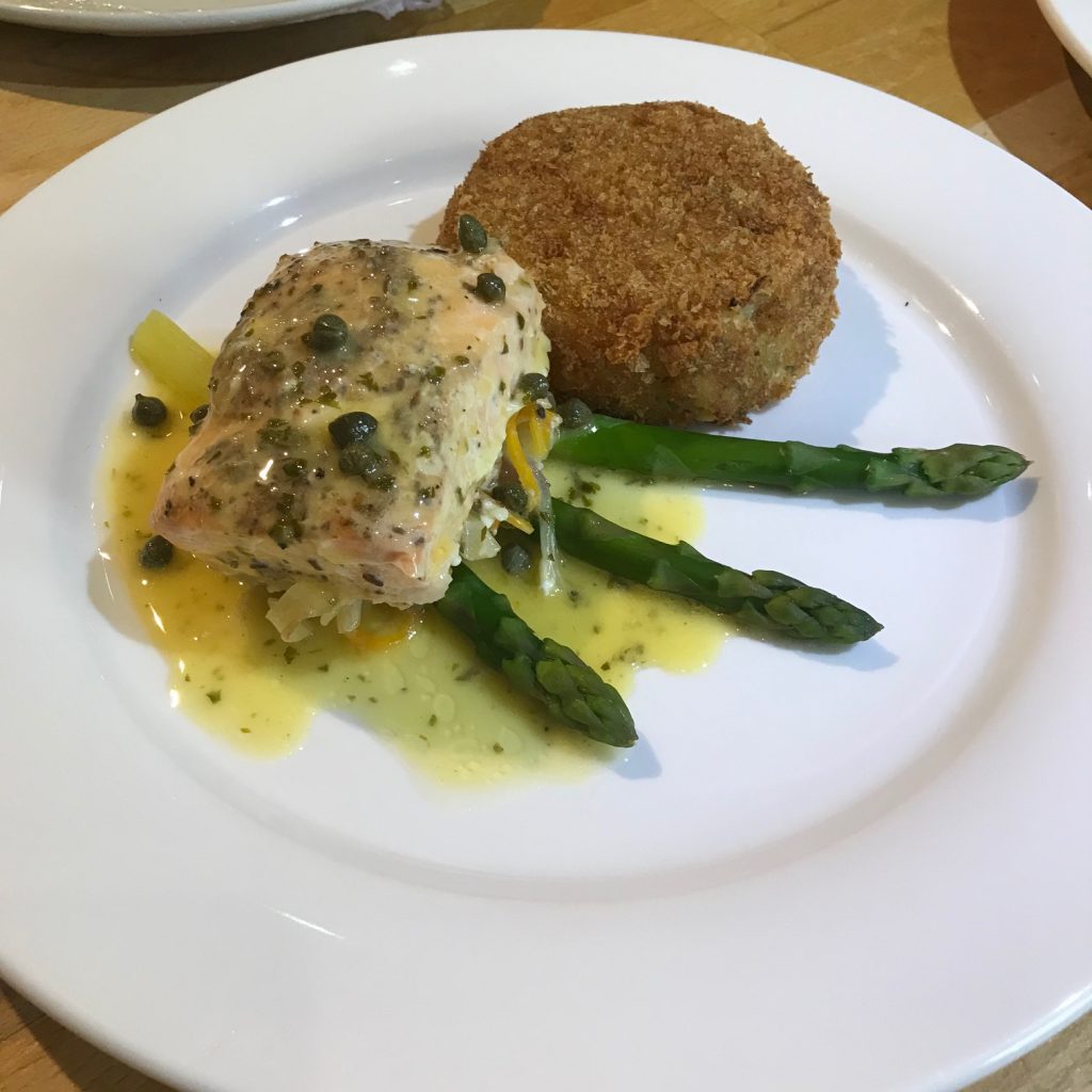 20190716 - Salmon with Salmon Fishcake and a Lemon & Caper Butter Sauce