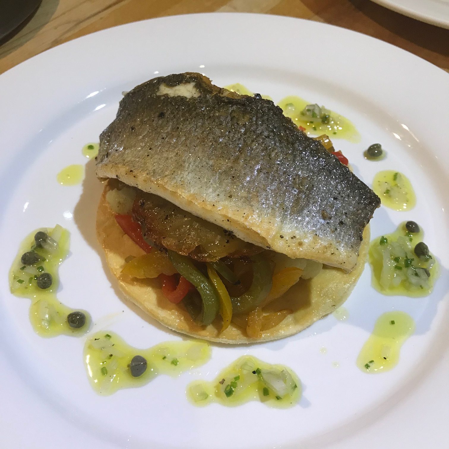 20190910 - Sea Bass with Caramelised Onions & Sweet Peppers