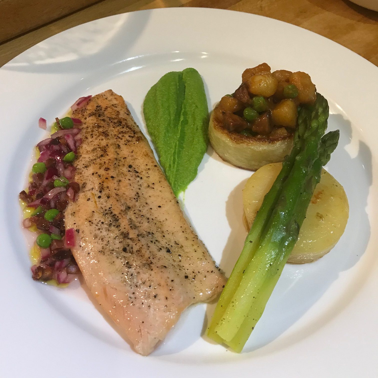 20190919 - Trout with Chorizo Fricassee & Peas